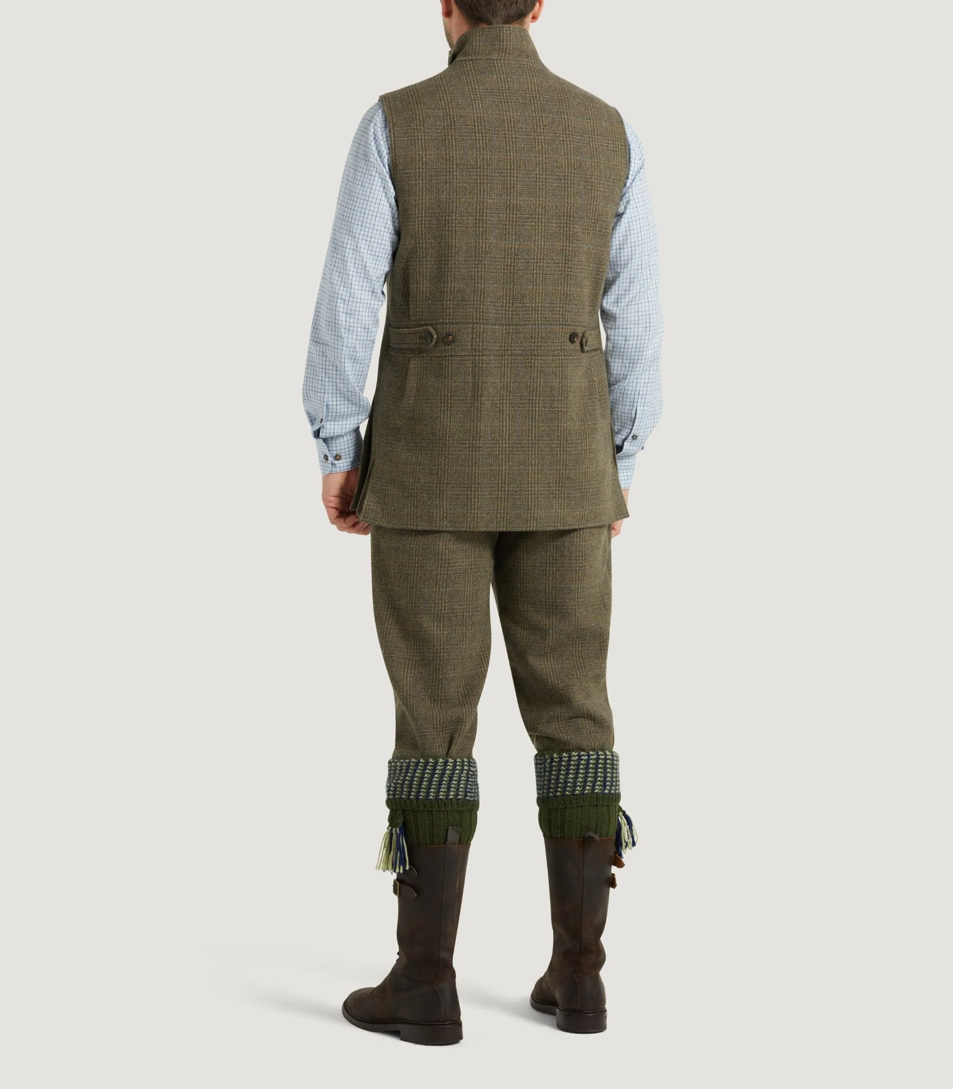 Men's Tweed High Collar Sporting Vest In Morlich sold by James Purdey & Sons product image thumbnail 4