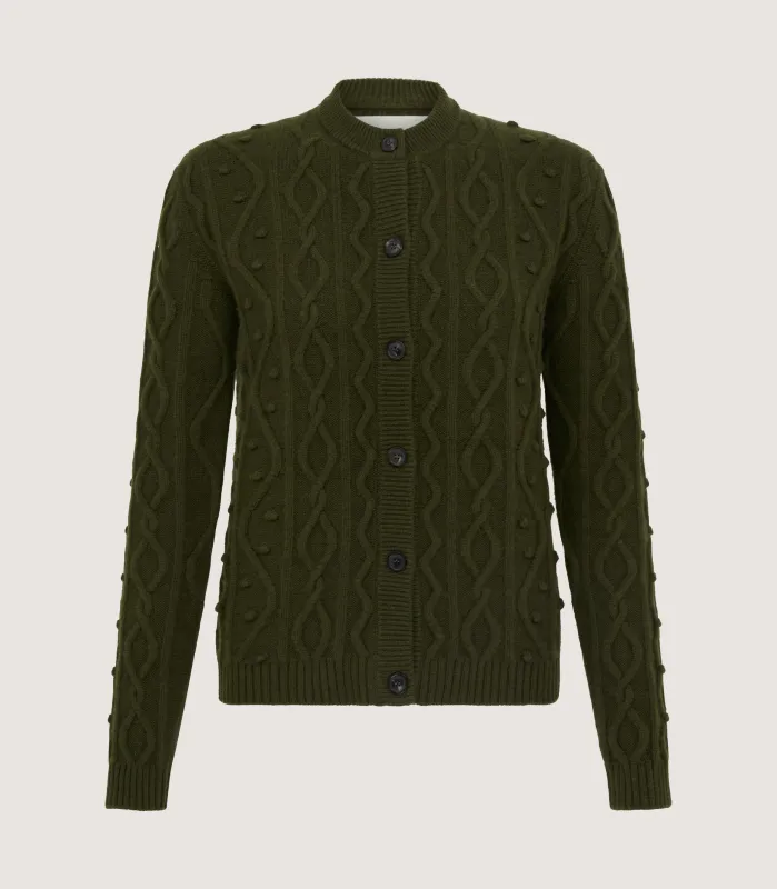 Women's Cashmere Aran Cardigan made by James Purdey & Sons