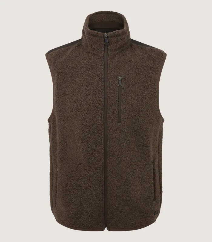 Men's Cashmere Mix Purdey Fleece Gilet In Walnut made by James Purdey & Sons
