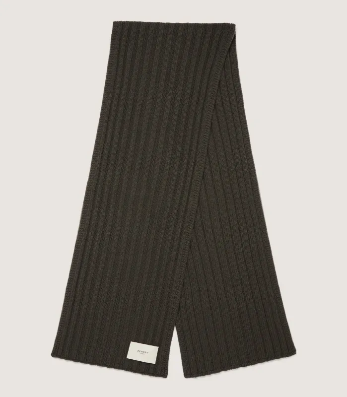 Ribbed Chunk Scarf in Loden made by Johnstons of Elgin