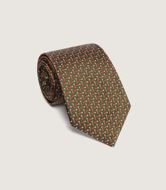 Geometric Cartridges Tie in Dark Olive made by James Purdey & Sons