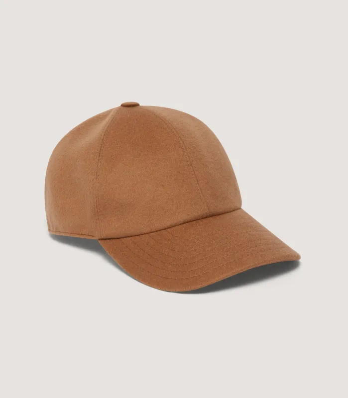 Cashmere Baseball Cap in Camel made by James Purdey & Sons