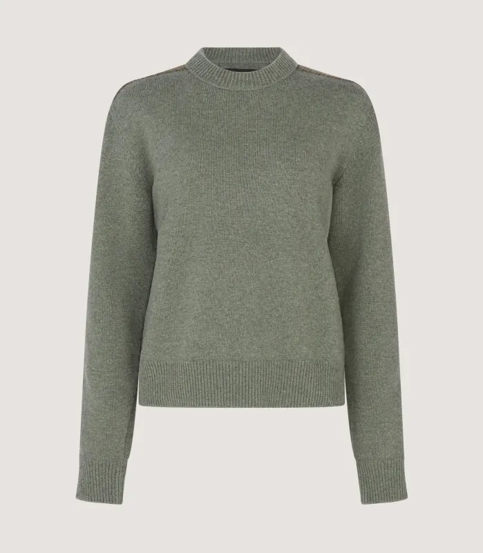 Women's Tom Purdey Round Neck Sweater in Moss made by James Purdey & Sons