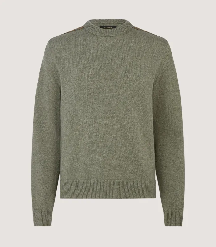 Men's Tom Purdey Round Neck Sweater in Moss made by James Purdey & Sons