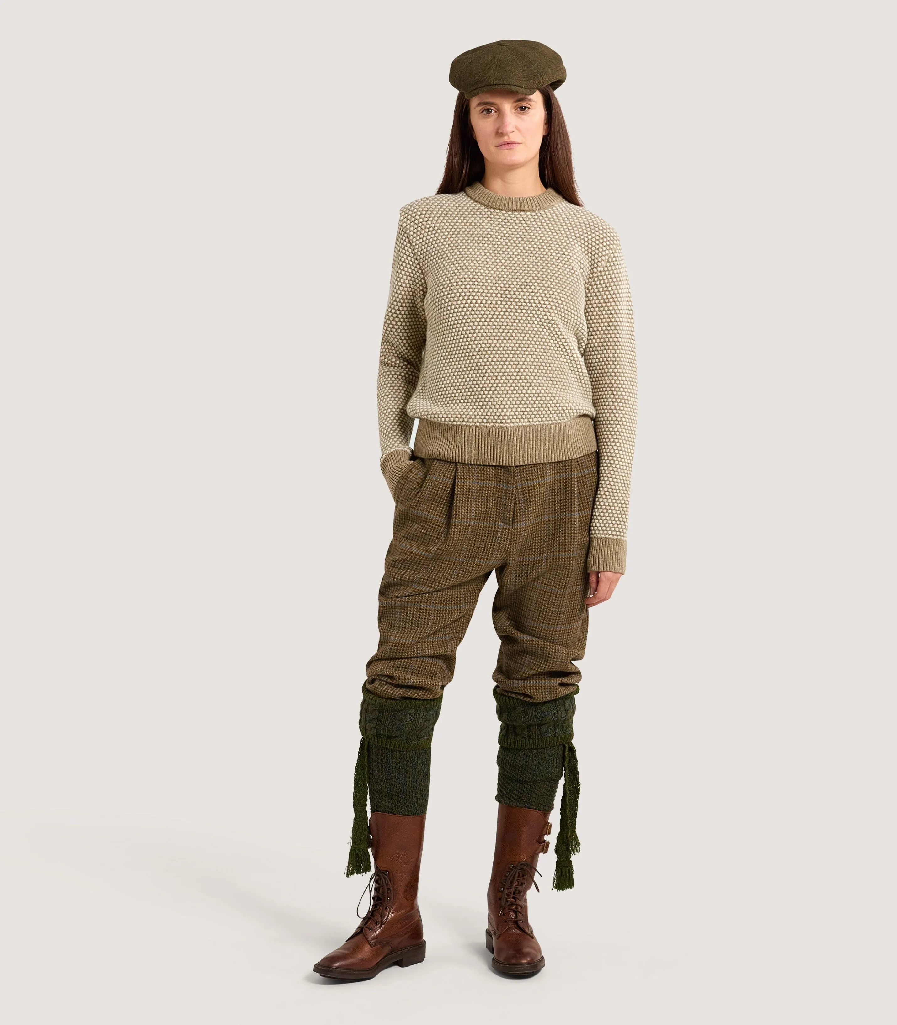 Women's Everly Bicolour Round Neck Sweater in Camel sold by James Purdey & Sons product image thumbnail 2