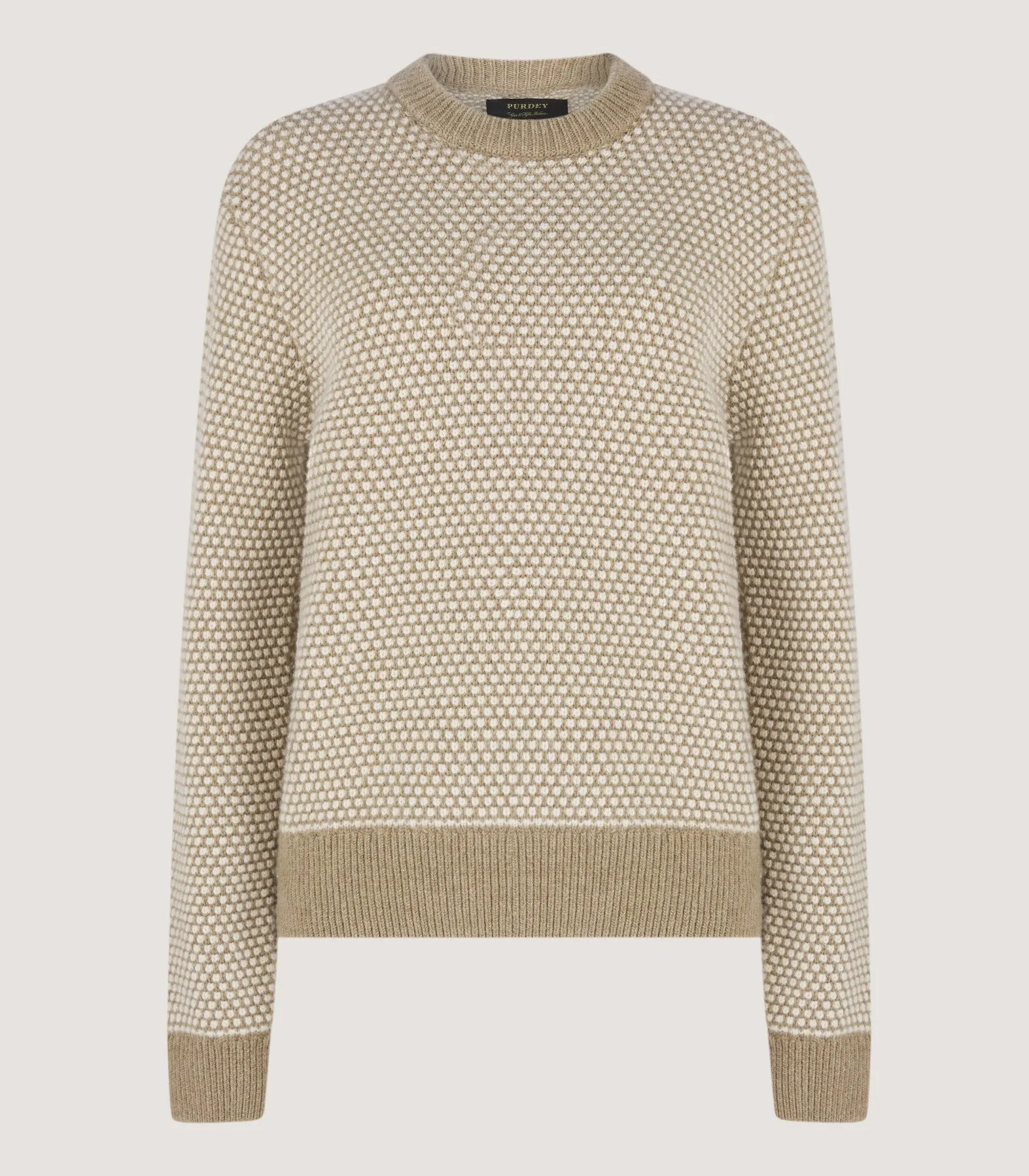 Women's Everly Bicolour Round Neck Sweater in Camel sold by James Purdey & Sons