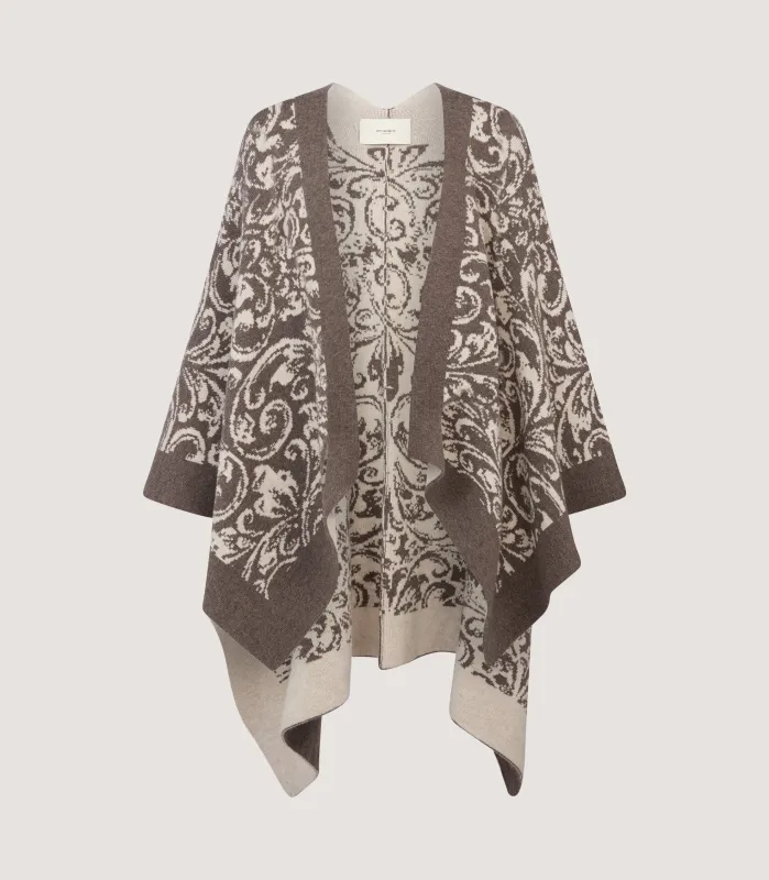 Women's Rose and Scroll Knitted Cape in Hazelnut made by James Purdey & Sons