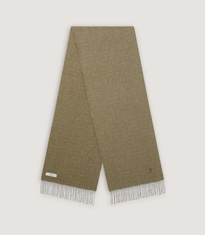 Blair Cashmere Check Scarf in Rust made by Johnstons of Elgin