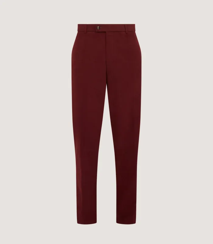 Men's Heavy Twill Flat Front Trousers in Audley Red made by James Purdey & Sons