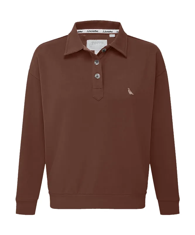 Women's Horseley Rugby Sweatshirt - Chocolate made by SchÃ¶ffel