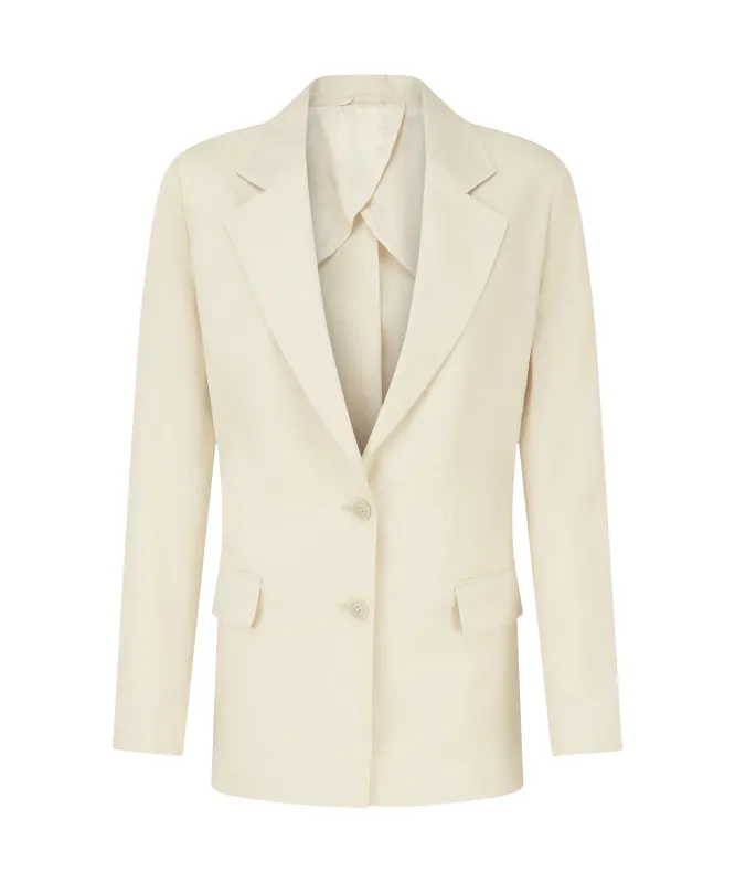 Henley Linen Blazer - Oat made by SchÃ¶ffel