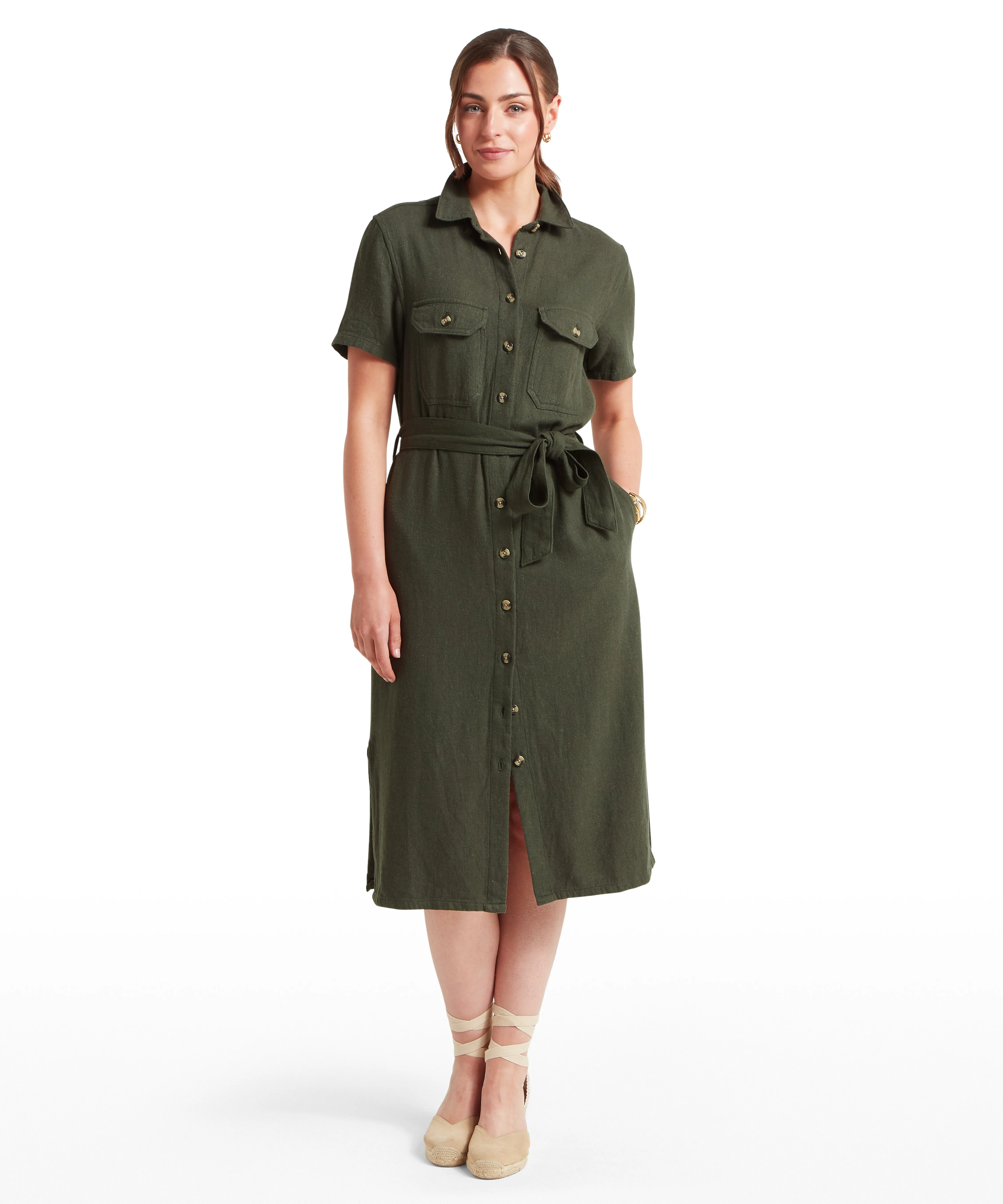Daisy Linen Dress - Beetle Green sold by Schöffel product image thumbnail 2
