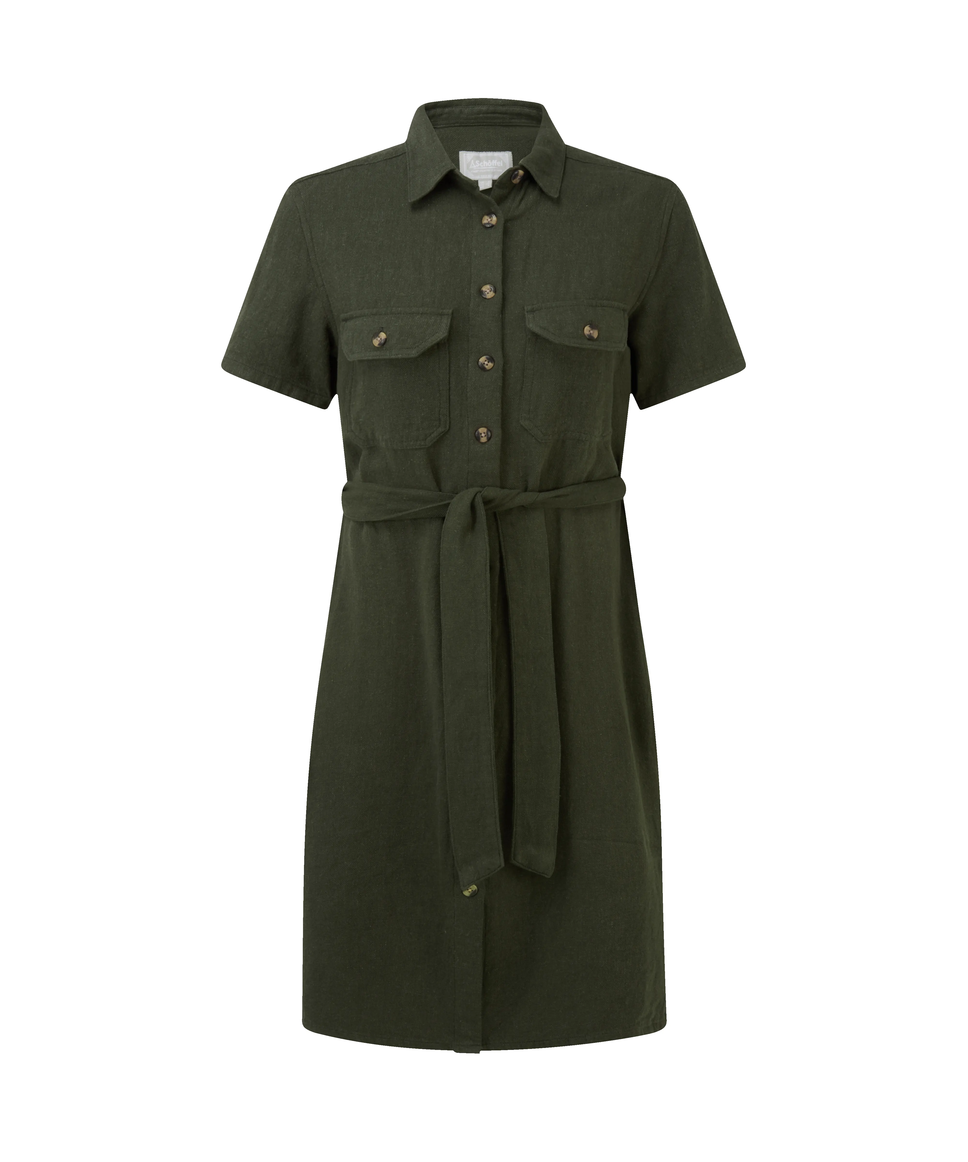 Daisy Linen Dress - Beetle Green sold by Schöffel