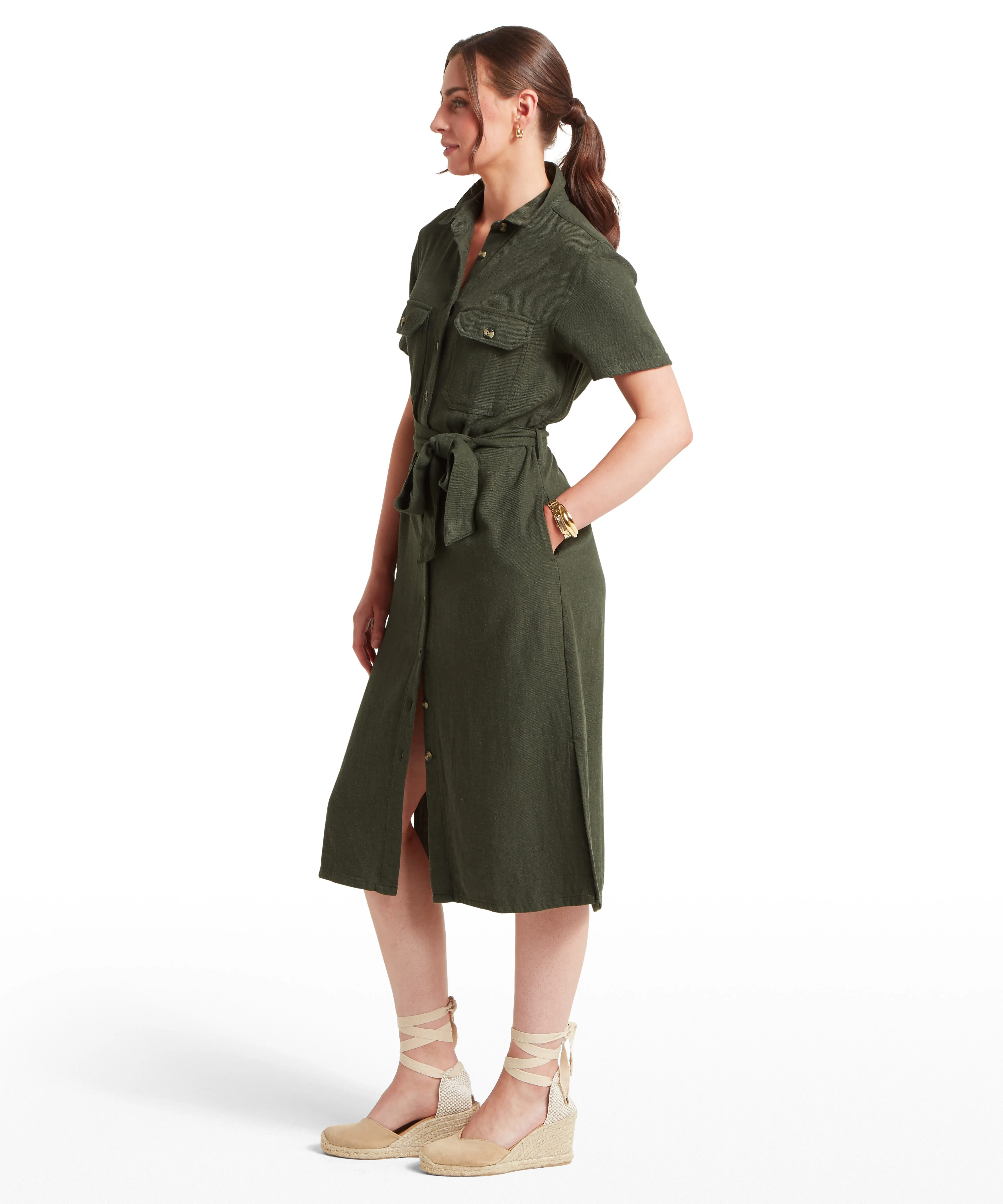 Daisy Linen Dress - Beetle Green sold by Schöffel product image thumbnail 3