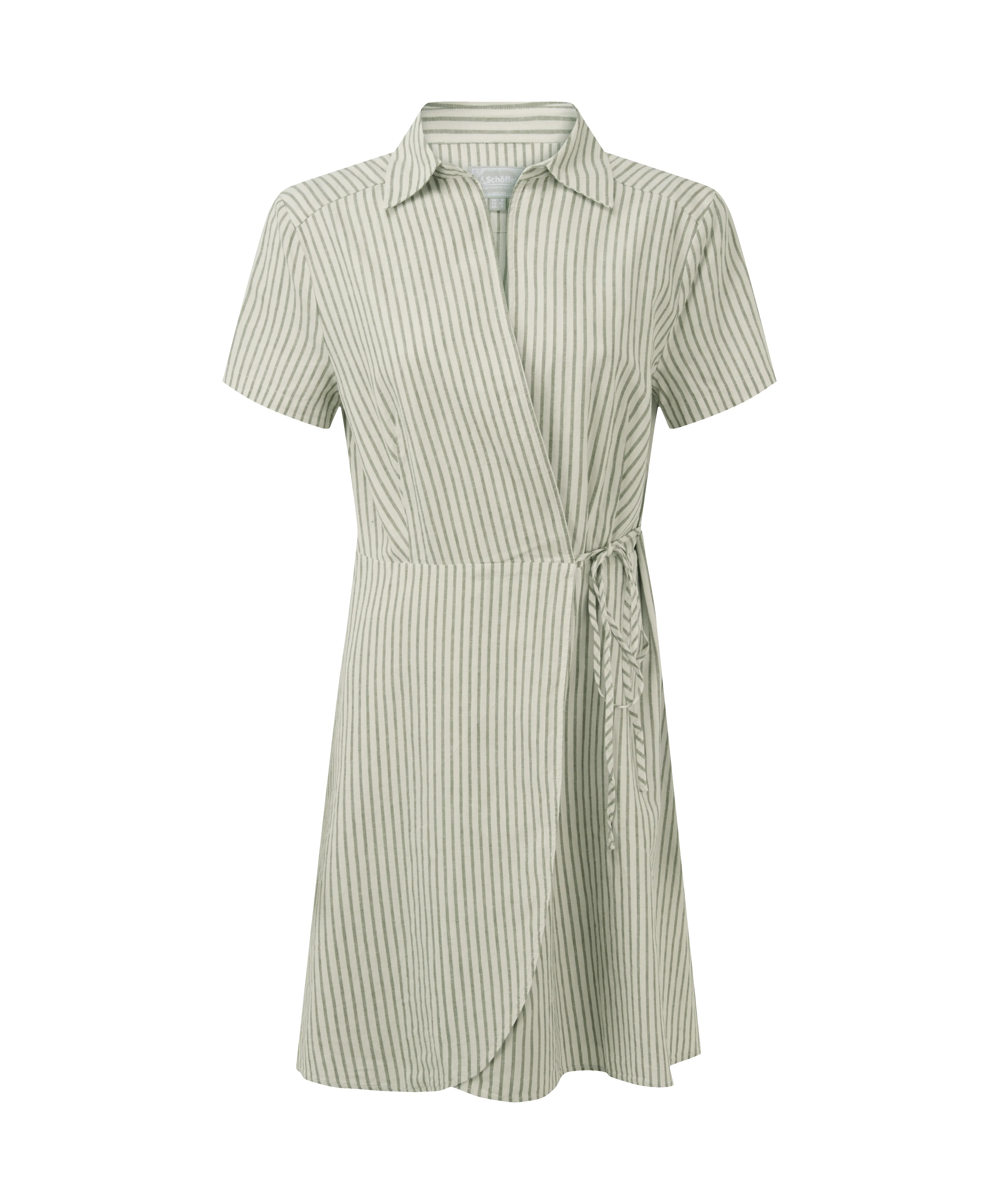 Fleur Linen Dress - Agave Green Stripe sold by Schöffel