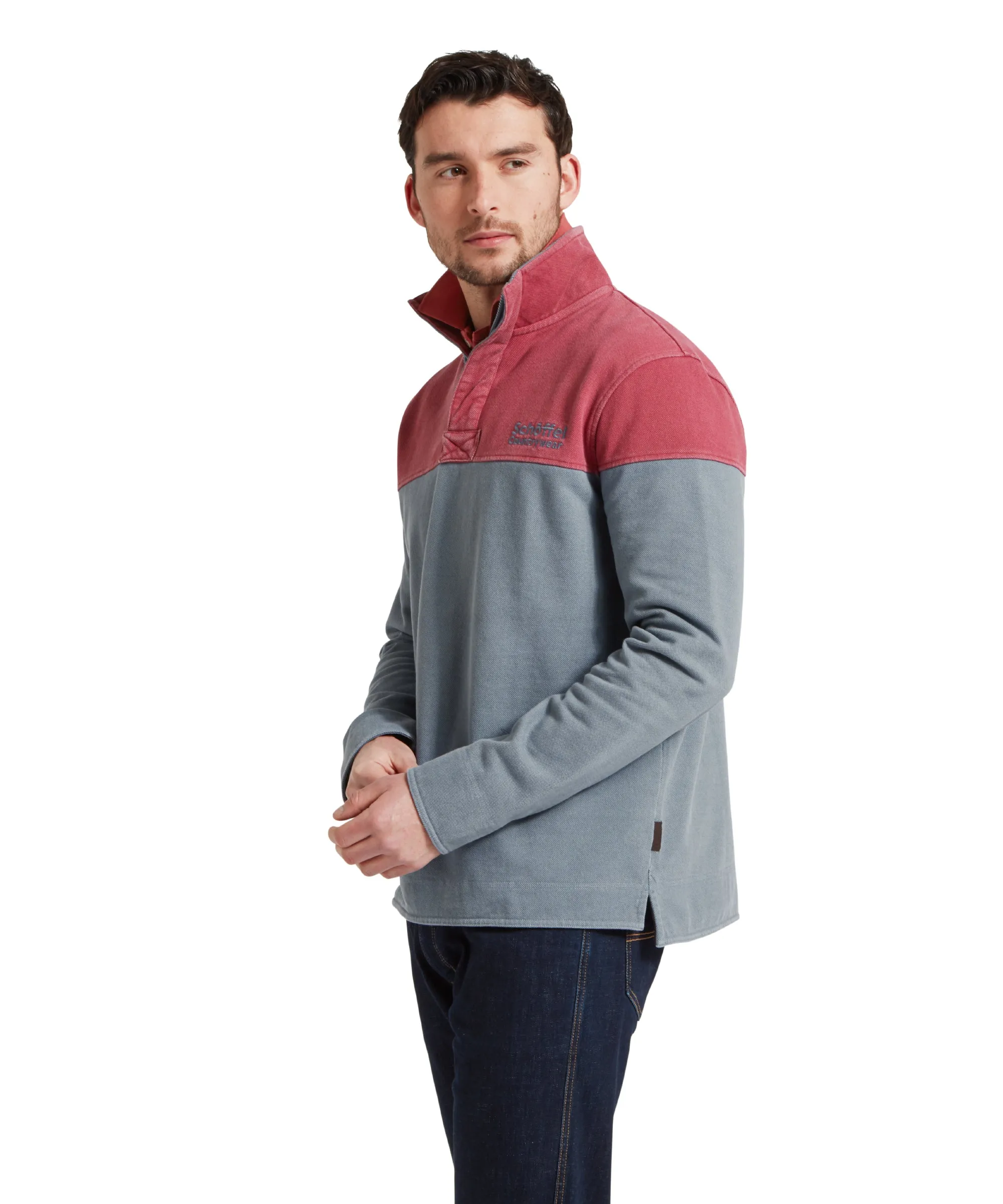 Helford Heritage Quarter Zip Sweatshirt - Slate Red/Dark Pigeon Blue sold by Schöffel product image thumbnail 4