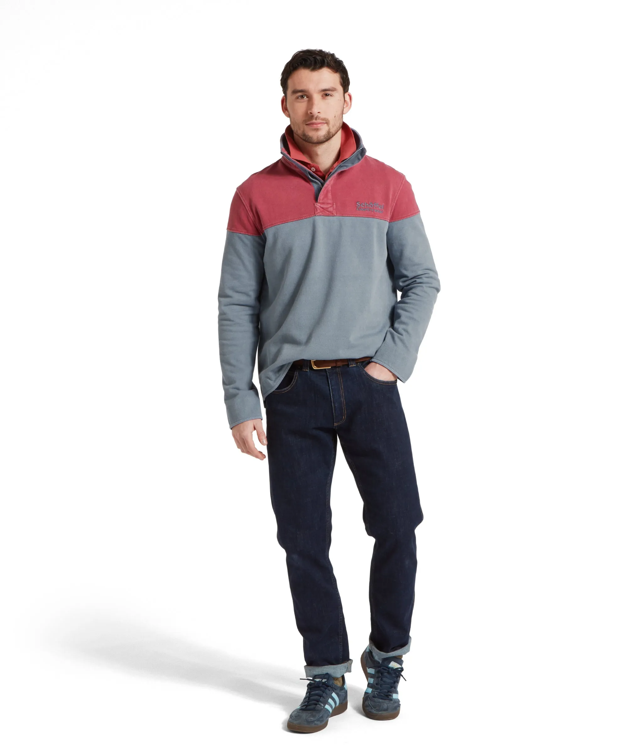 Helford Heritage Quarter Zip Sweatshirt - Slate Red/Dark Pigeon Blue sold by Schöffel product image thumbnail 3