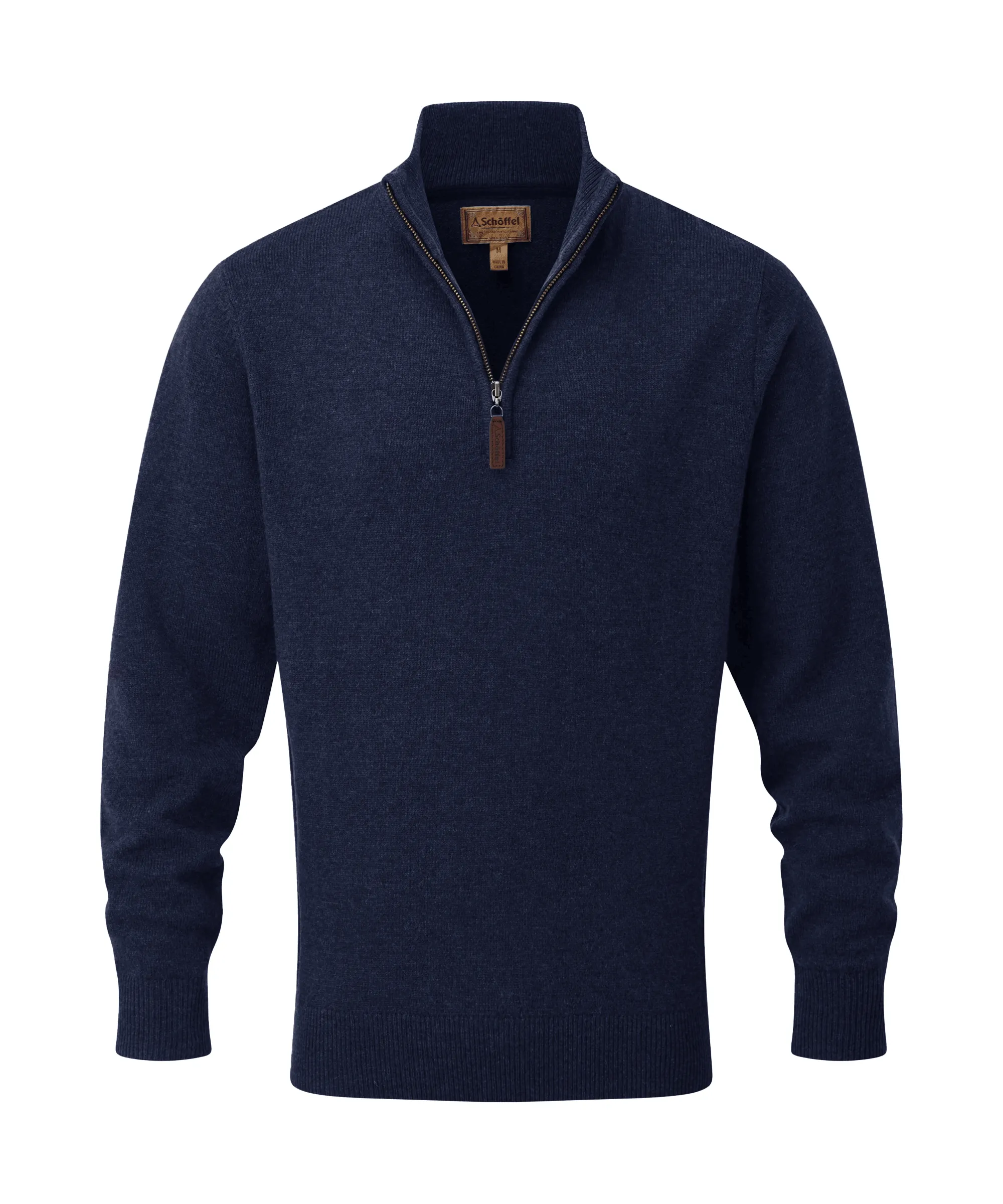 Lewis Lambswool Quarter Zip Jumper - Navy sold by Schöffel
