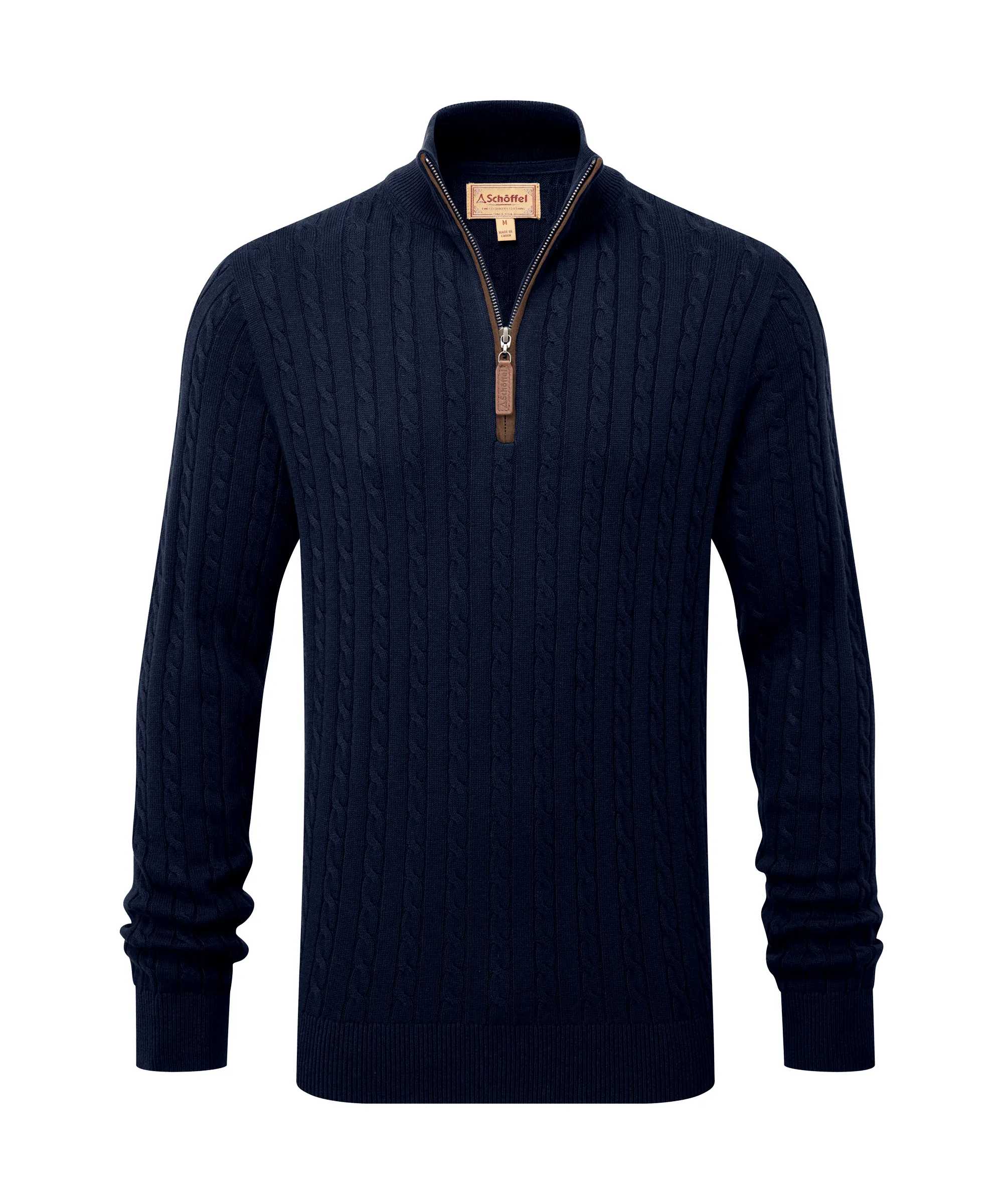 Calton Cotton Cashmere Cable Quarter Zip Jumper - Navy sold by Schöffel product image thumbnail 2