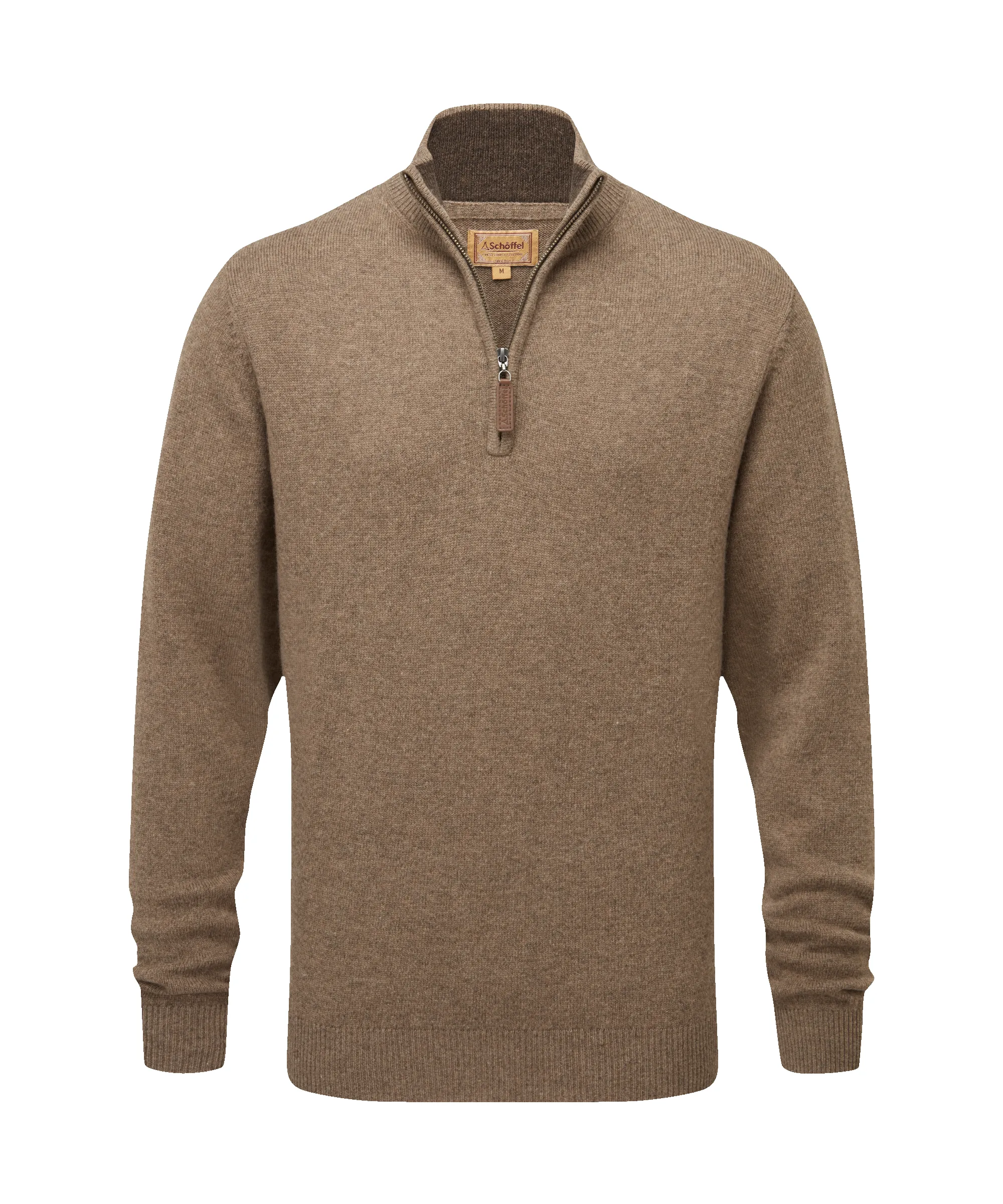 Lewis Lambswool Quarter Zip Jumper - Mushroom sold by Schöffel