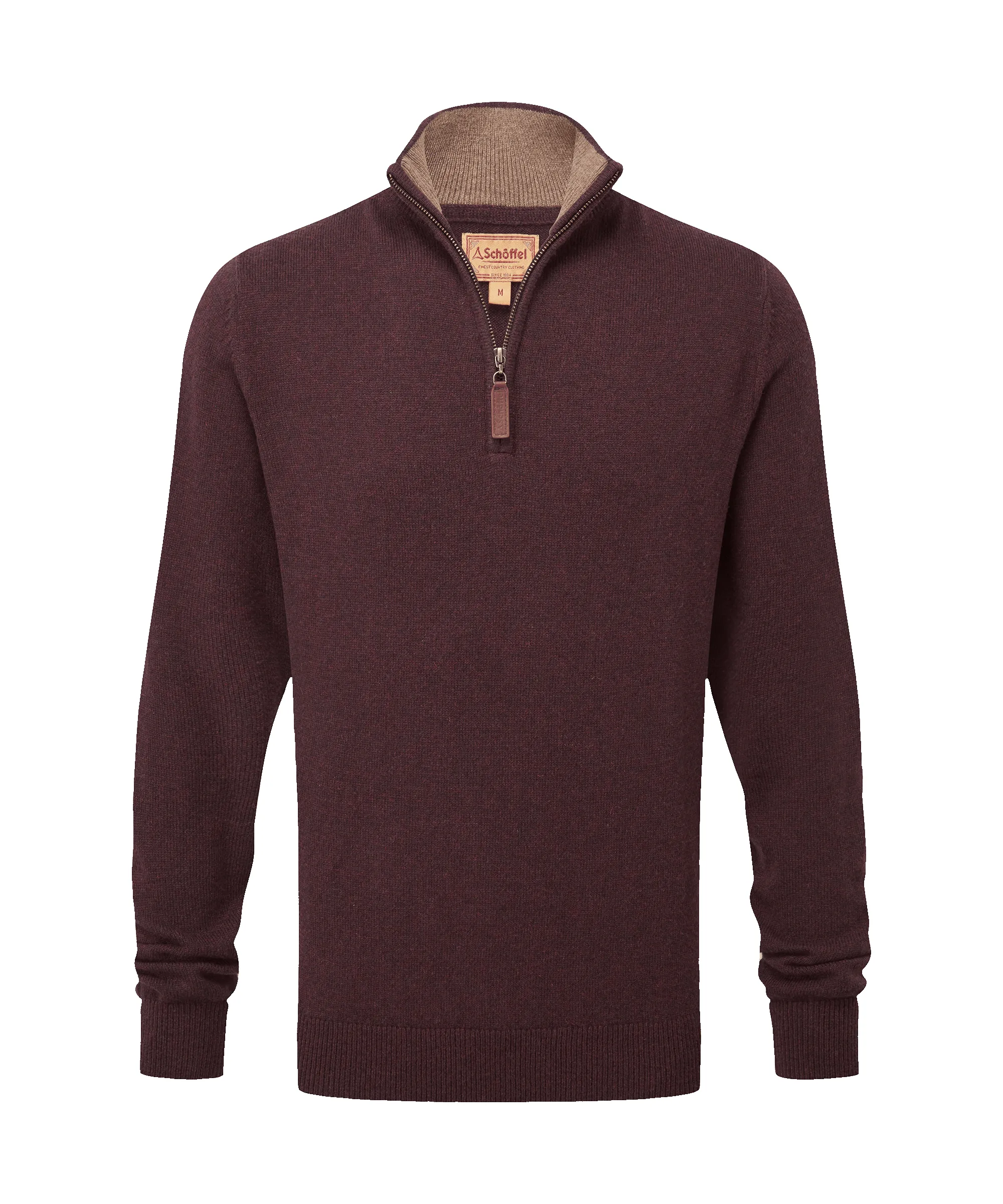 Lewis Lambswool Quarter Zip Jumper - Port sold by Schöffel