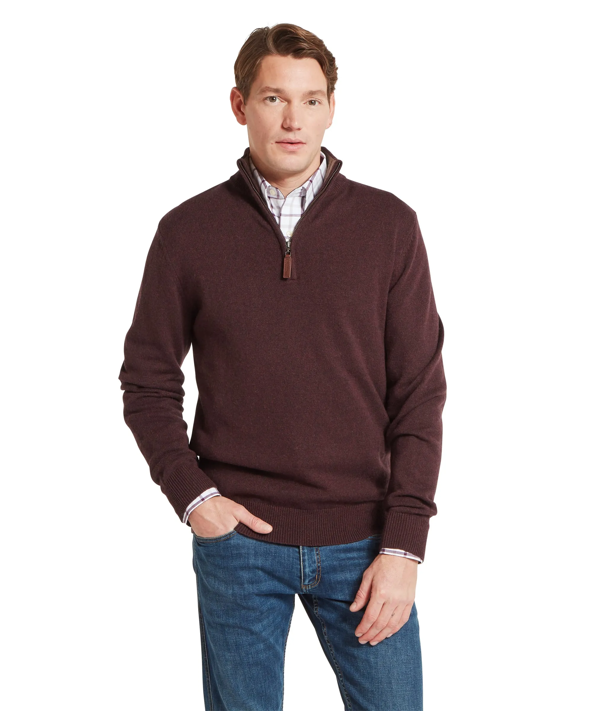 Lewis Lambswool Quarter Zip Jumper - Port sold by Schöffel product image thumbnail 2