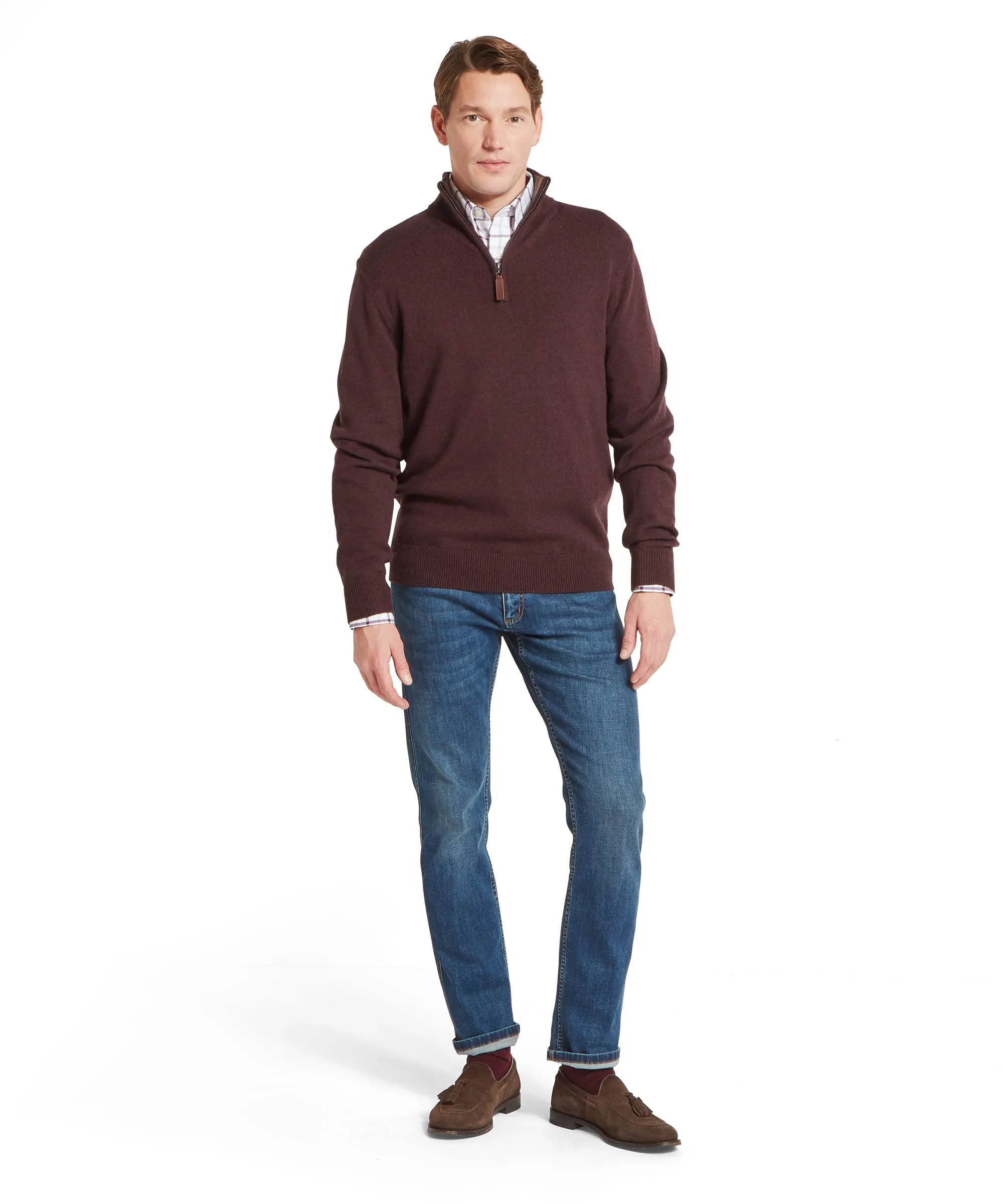 Lewis Lambswool Quarter Zip Jumper - Port sold by Schöffel product image thumbnail 3