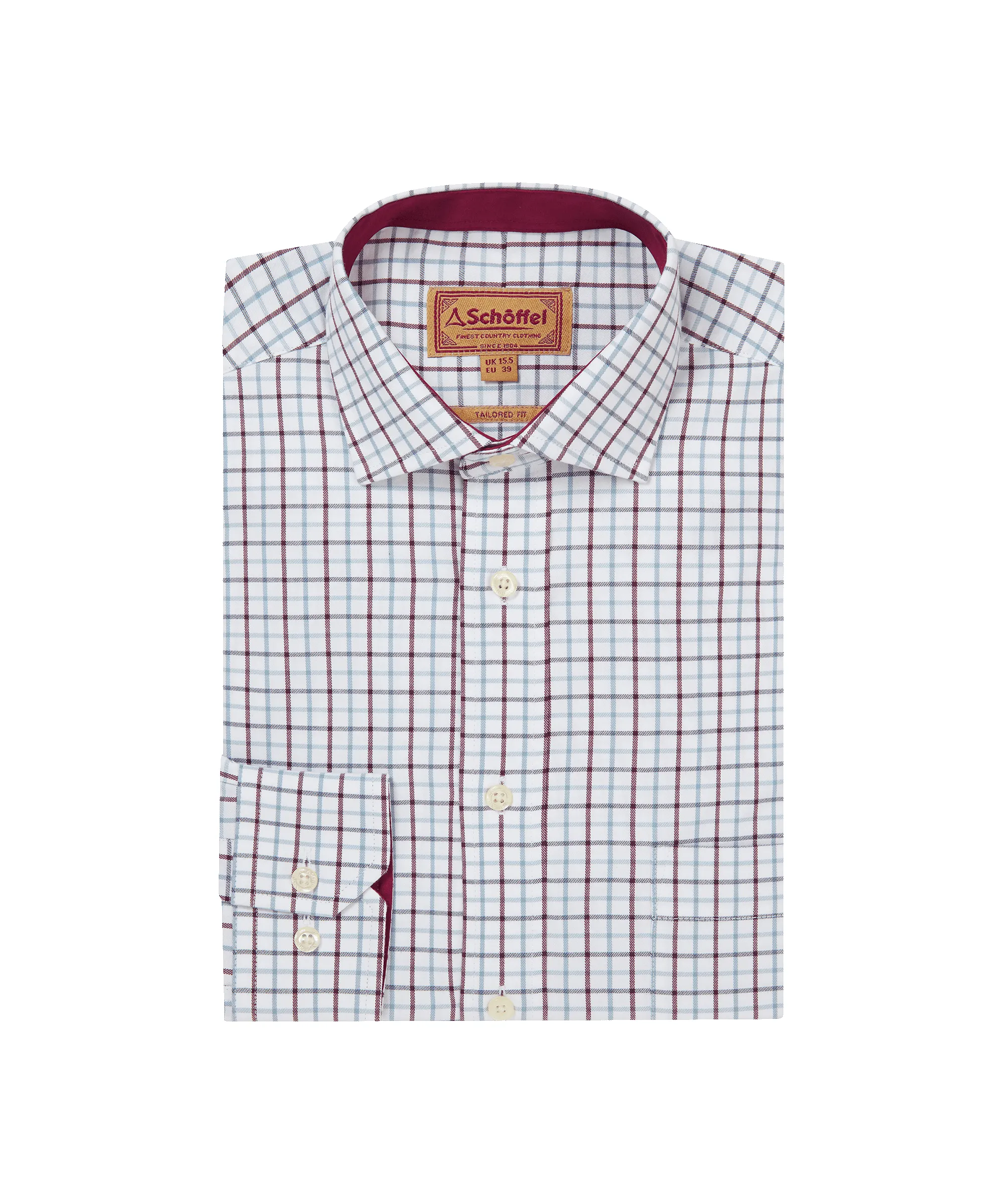 Milton Tailored Shirt - Port/Lake Blue Check sold by Schöffel