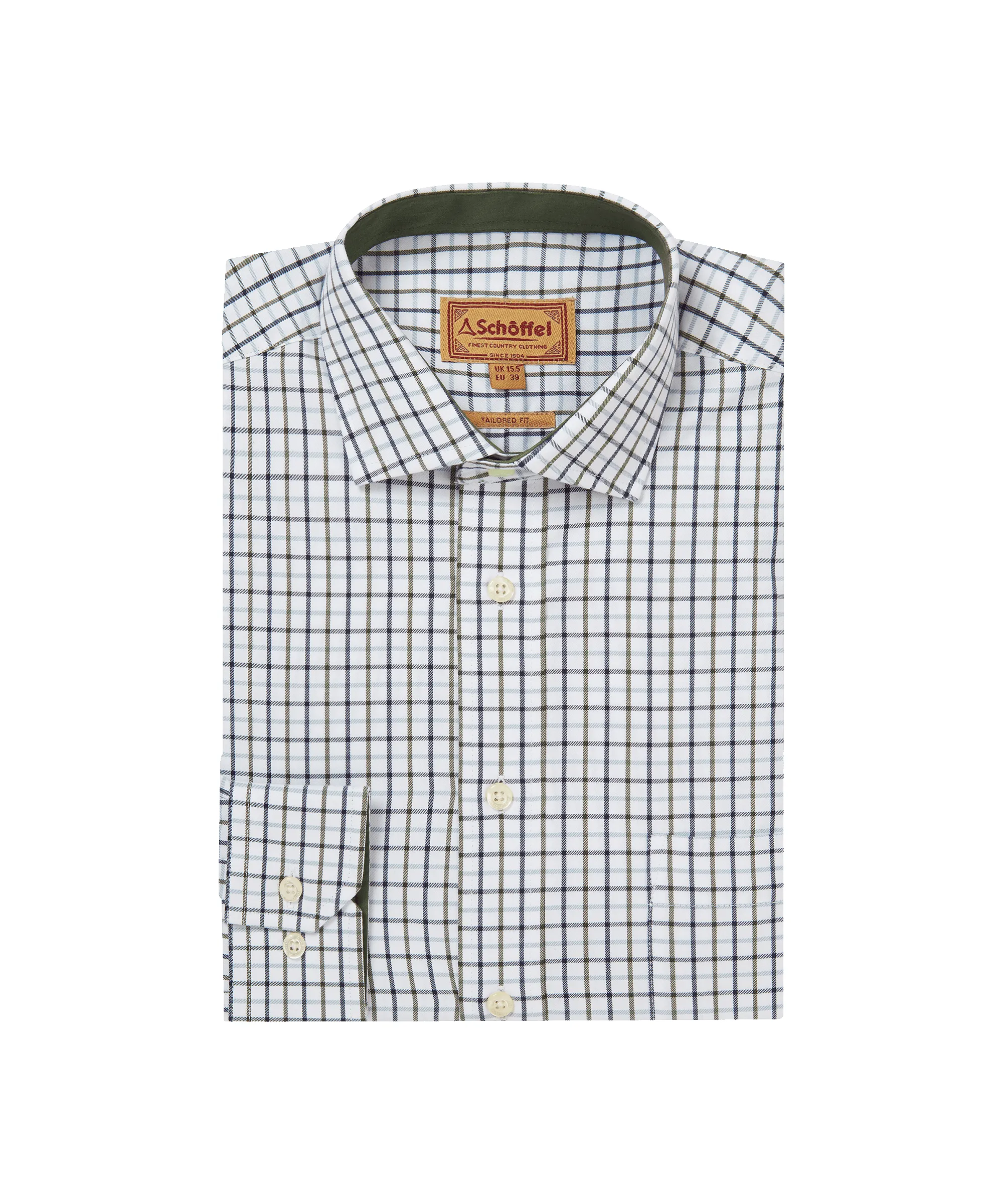Milton Tailored Shirt - Blueberry/Dark Khaki Green sold by Schöffel