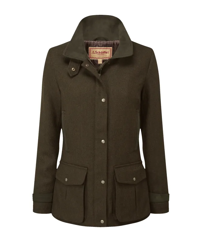 Murra Tweed Coat - Dark Loden Herringbone Tweed made by SchÃ¶ffel