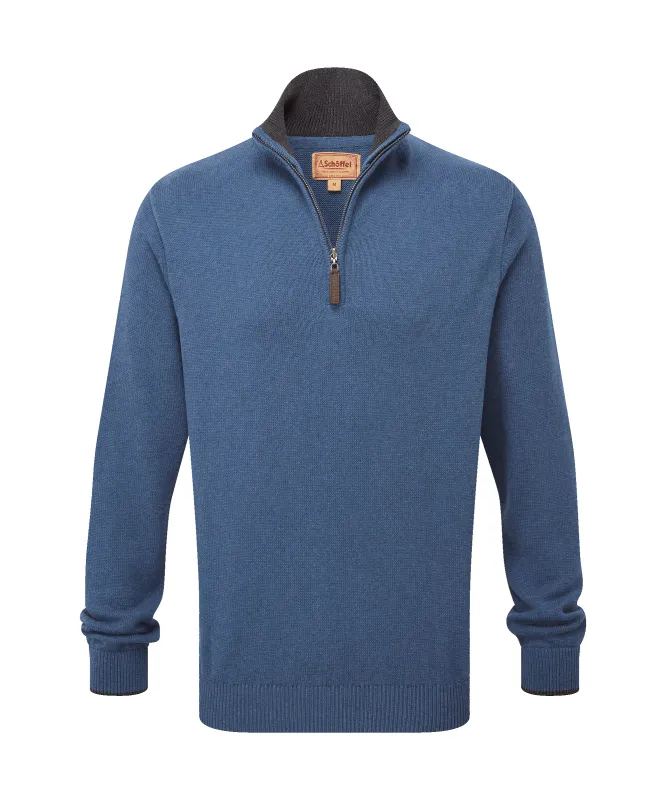 Castlebay Quarter Zip Jumper - Force Blue made by SchÃ¶ffel