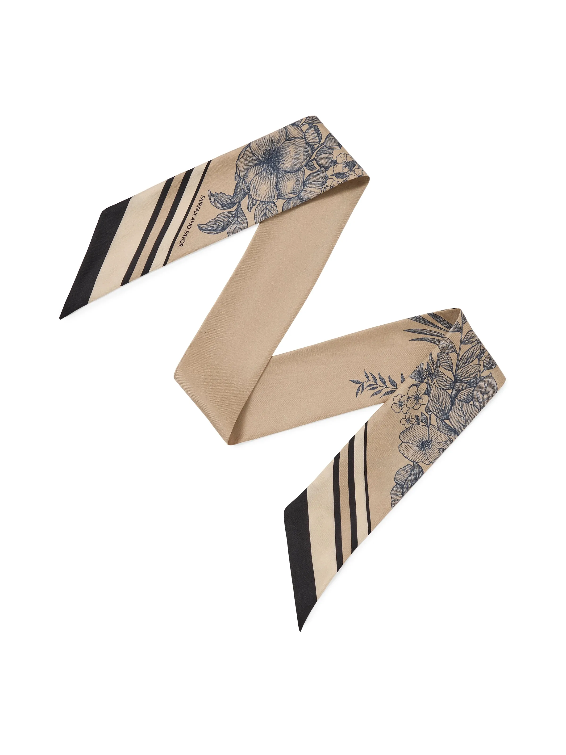 Mannington Twill Silk Scarf - Beige & Navy & Black sold by Fairfax & Favor product image thumbnail 3