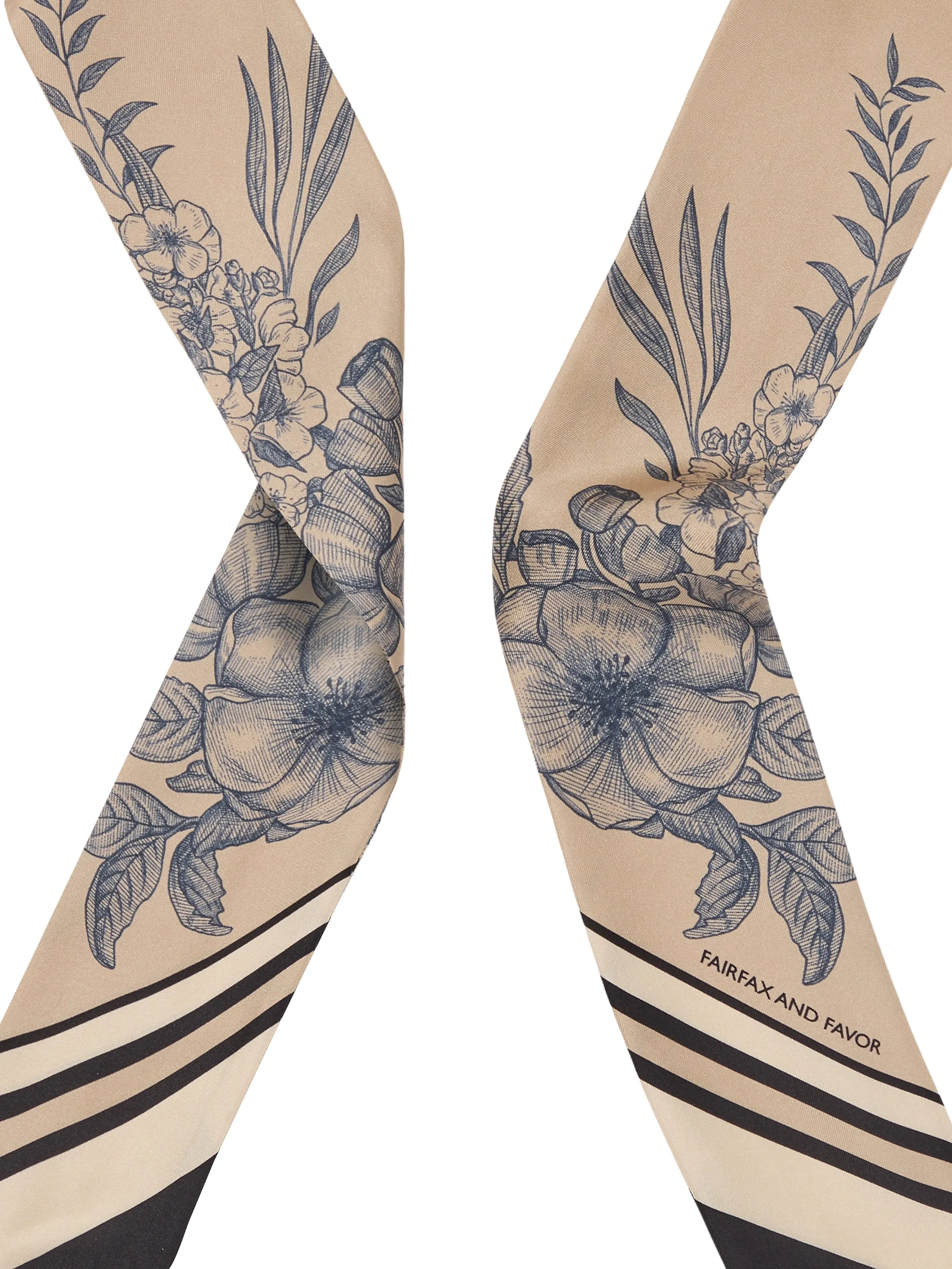 Mannington Twill Silk Scarf - Beige & Navy & Black sold by Fairfax & Favor product image thumbnail 4
