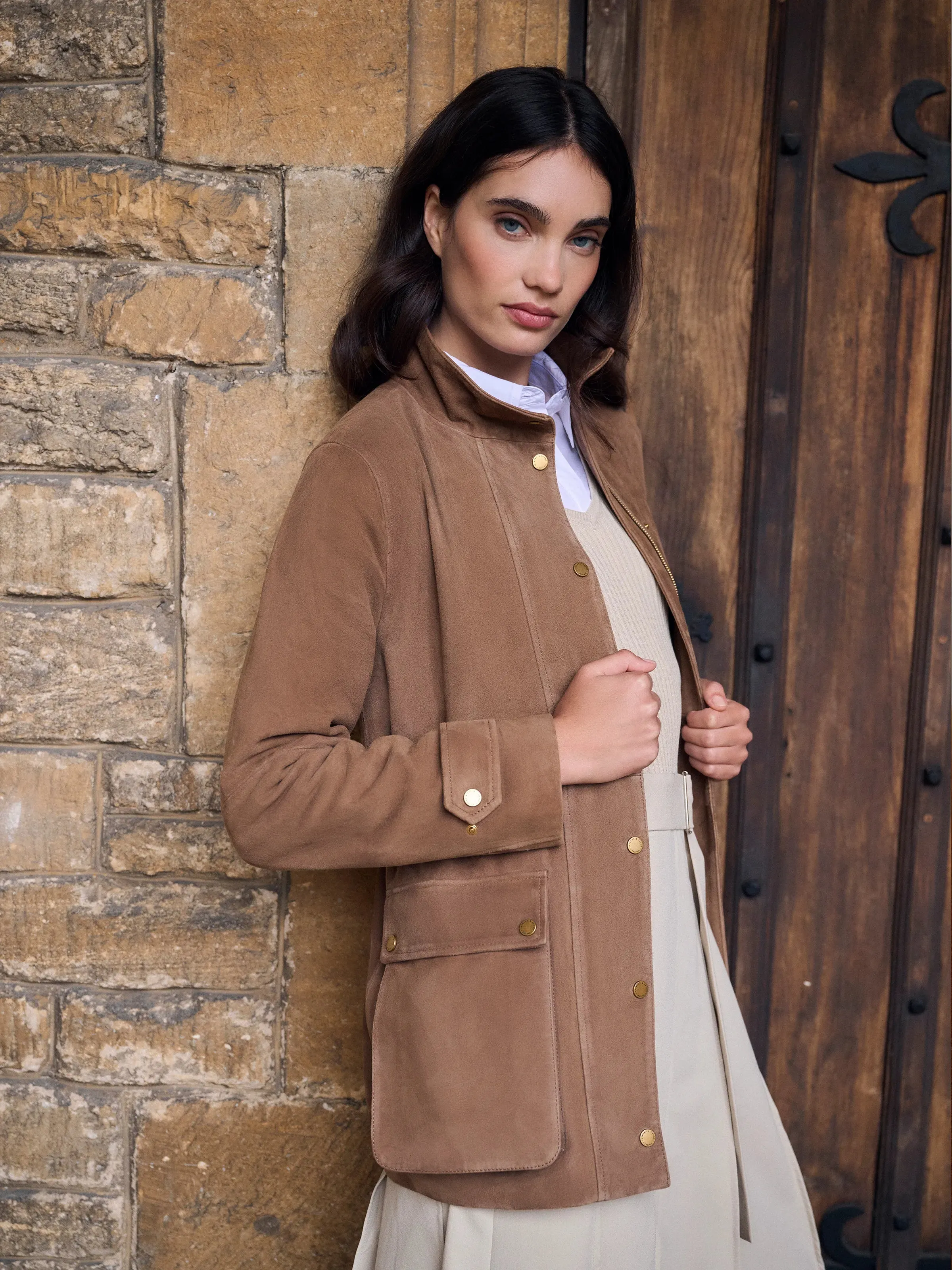 Iris Jacket - Mushroom Suede sold by Fairfax & Favor