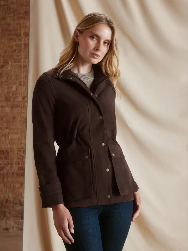 Iris Jacket - Chocolate Suede made by Fairfax & Favor