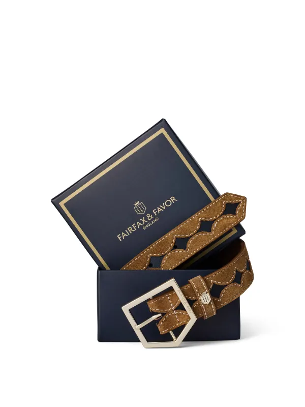 Ohio Belt - Tan & Navy made by Fairfax & Favor