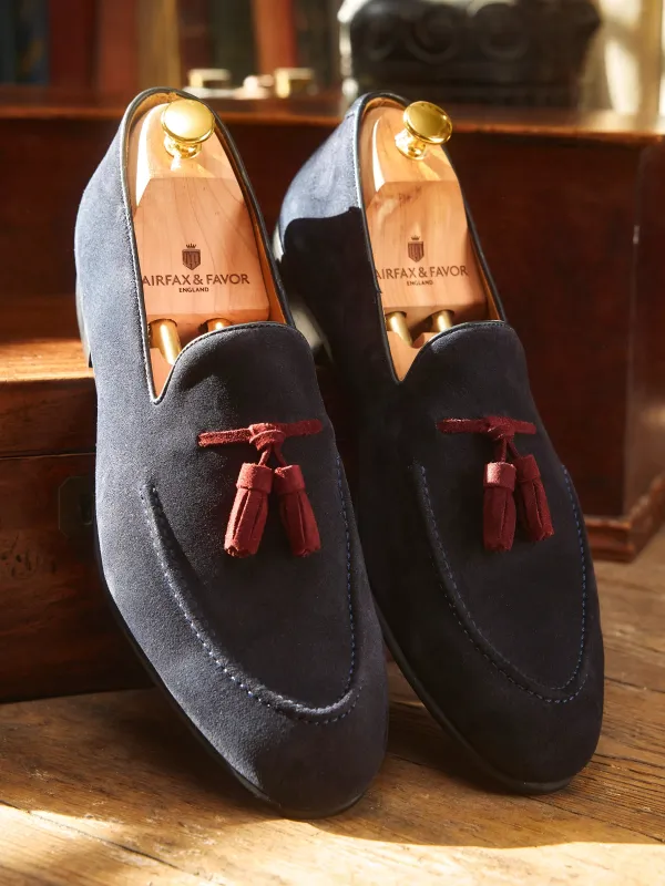 Bedingfeld - Navy & Burgundy Suede made by Fairfax & Favor