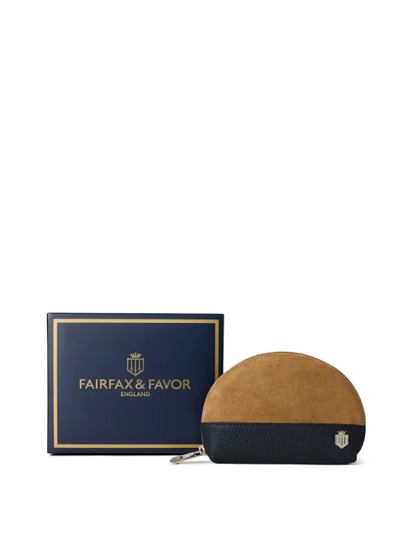 Chiltern Coin Purse - Tan & Navy made by Fairfax & Favor