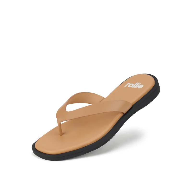 Square Toe Thong Tan/Black sold by Rollie Nation