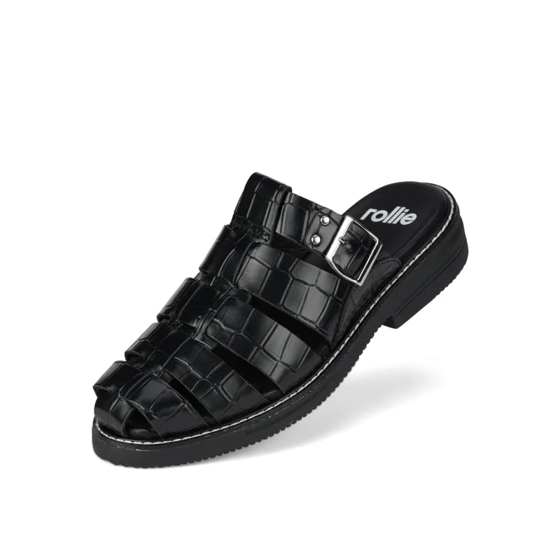 Mule Fisherman Black Croc made by Rollie Nation