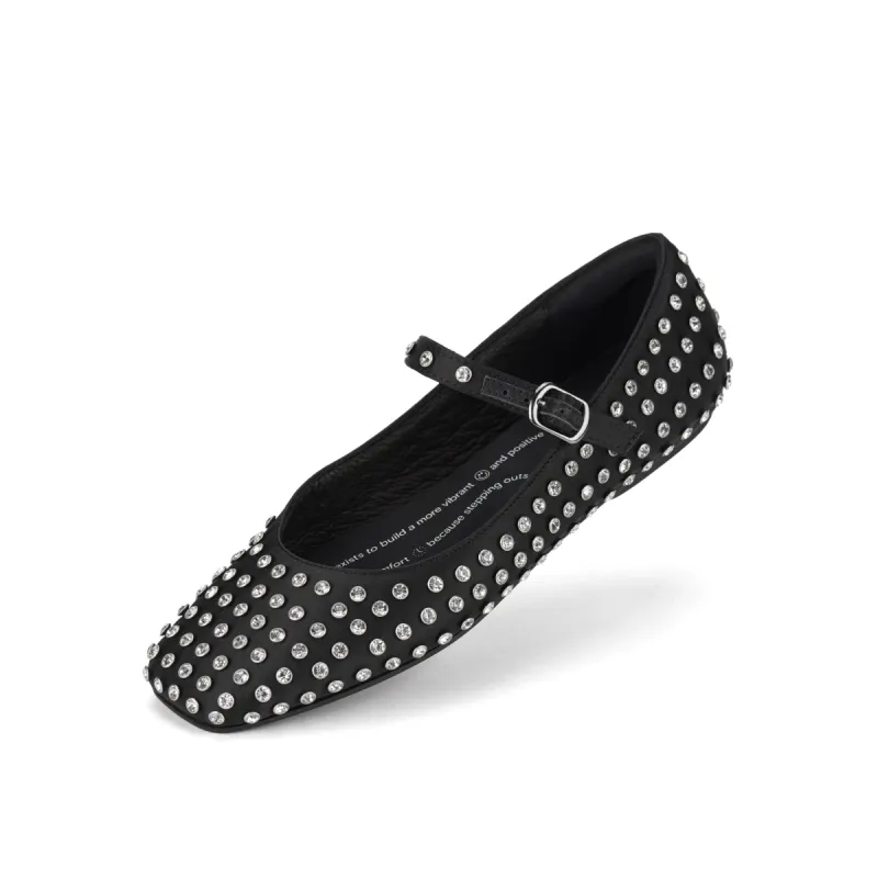 Ballet MJ Square Toe Blk Rhinestone sold by Rollie Nation
