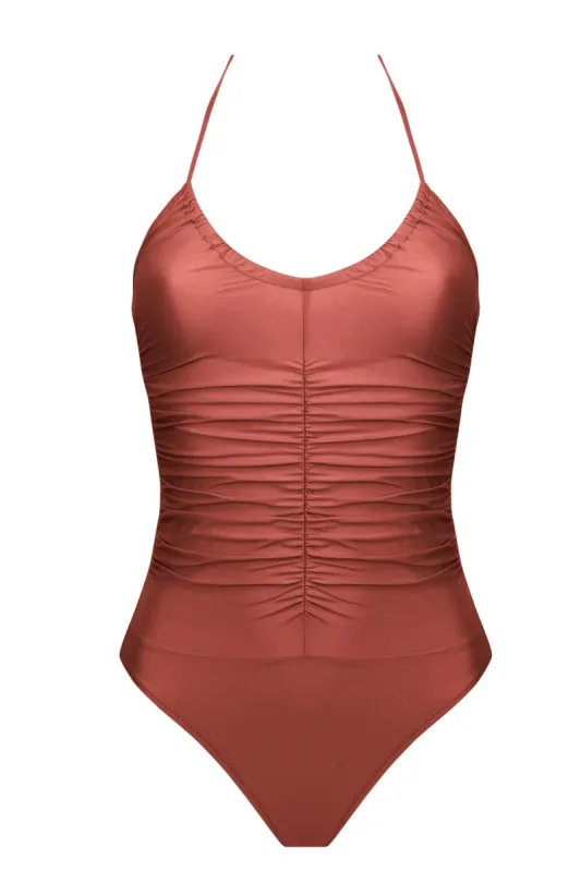 Antigel 17B La Jet-Setteuse Non Wire Halter Swimsuit sold by Antigel