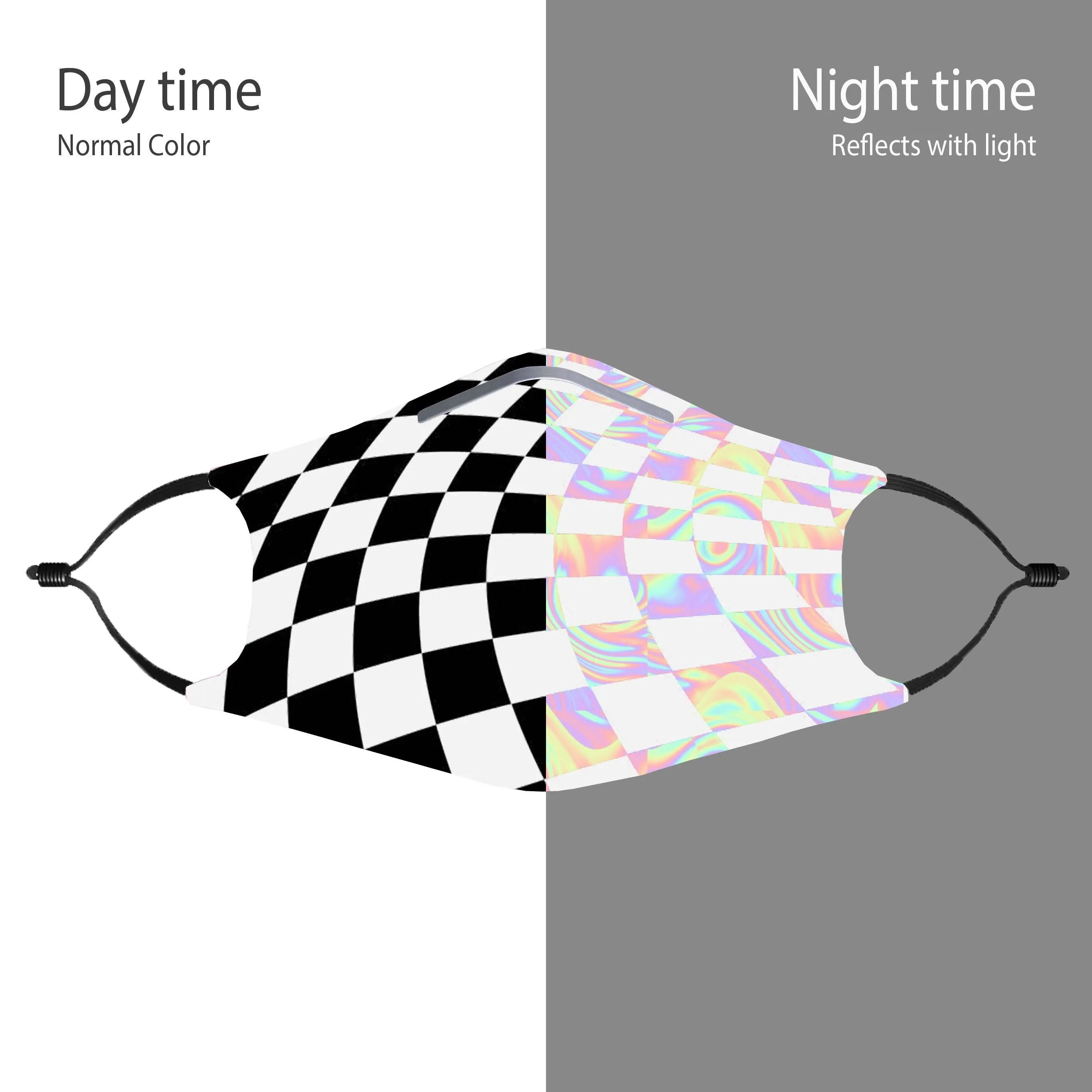 Light Reactive Checkered White Face Mask With (4) PM 2.5 Carbon Inserts sold by iEDM