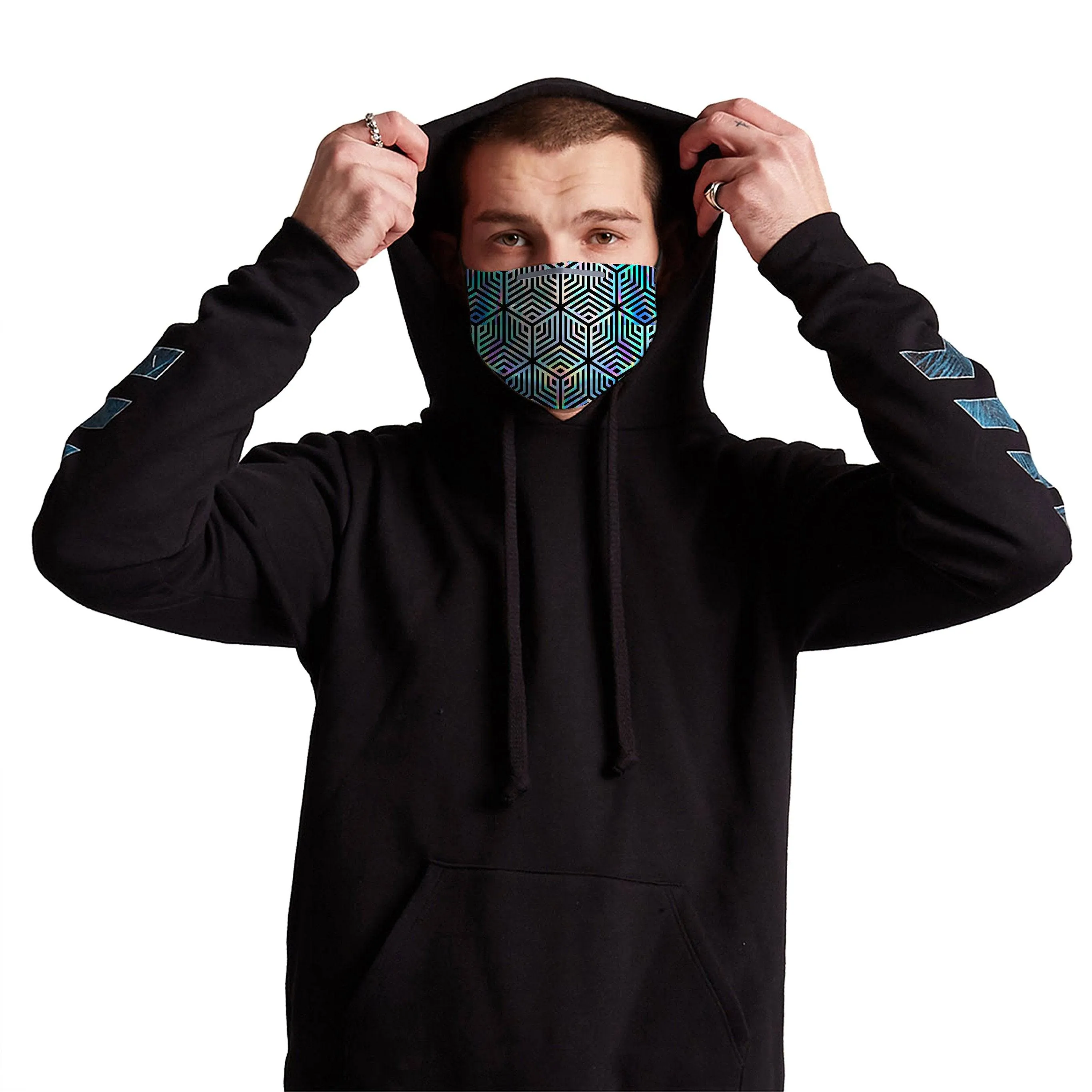 Holographic Hexagon Face Mask With (4) PM 2.5 Carbon Inserts sold by iEDM product image thumbnail 2