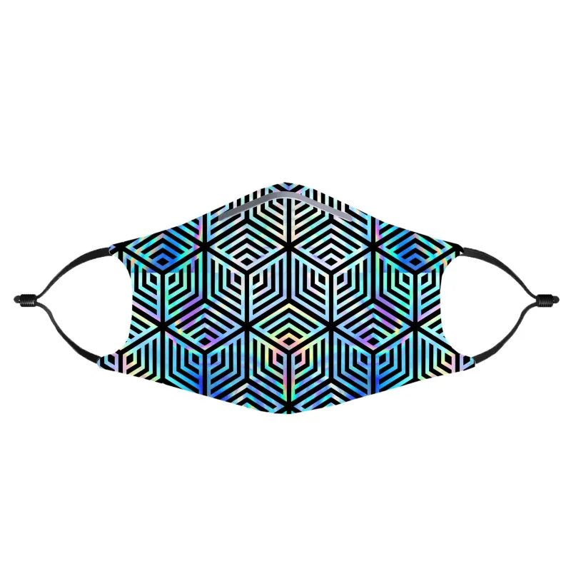 Holographic Hexagon Face Mask With (4) PM 2.5 Carbon Inserts sold by iEDM