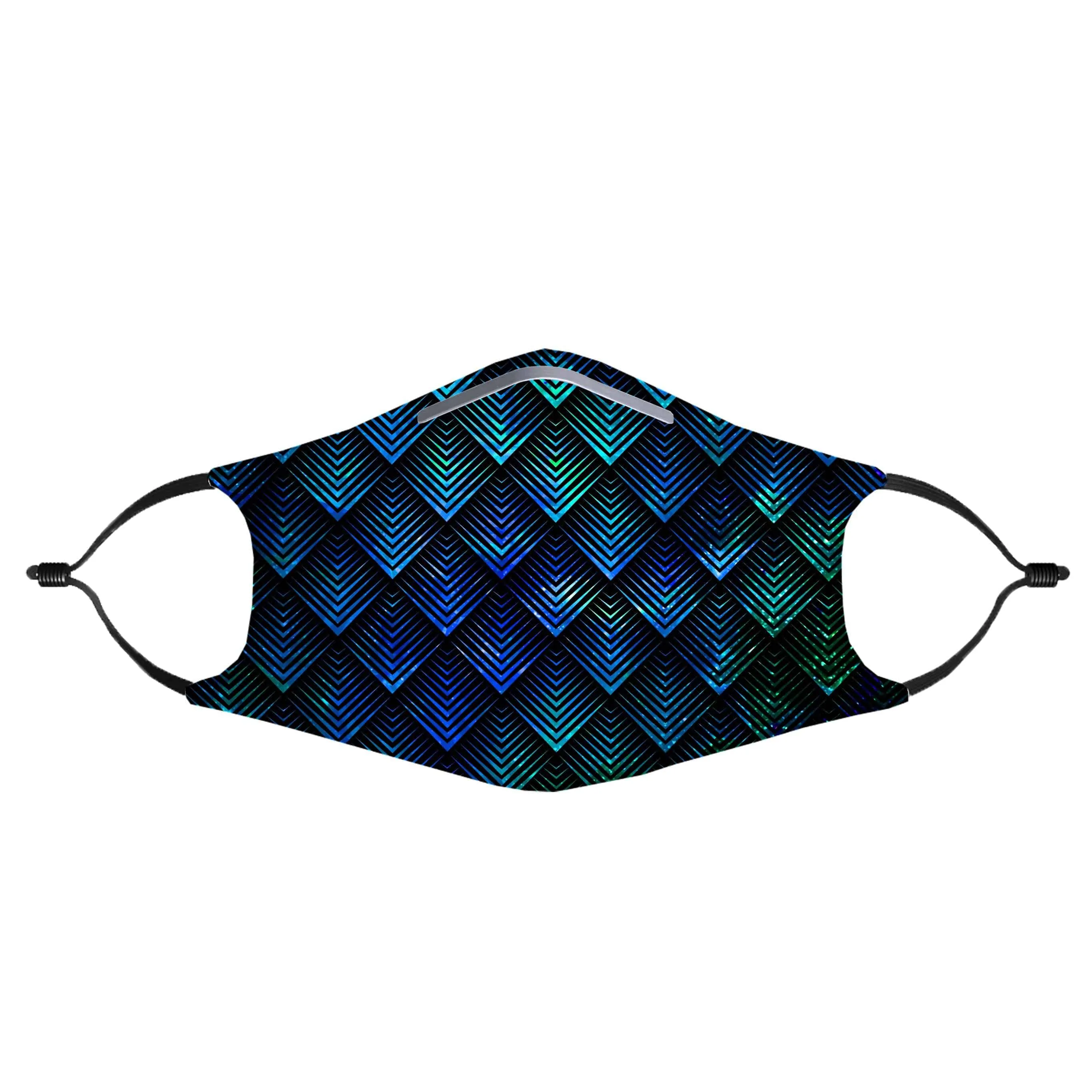 Galactic Dragon Scale Teal Face Mask With (4) PM 2.5 Carbon Inserts sold by iEDM