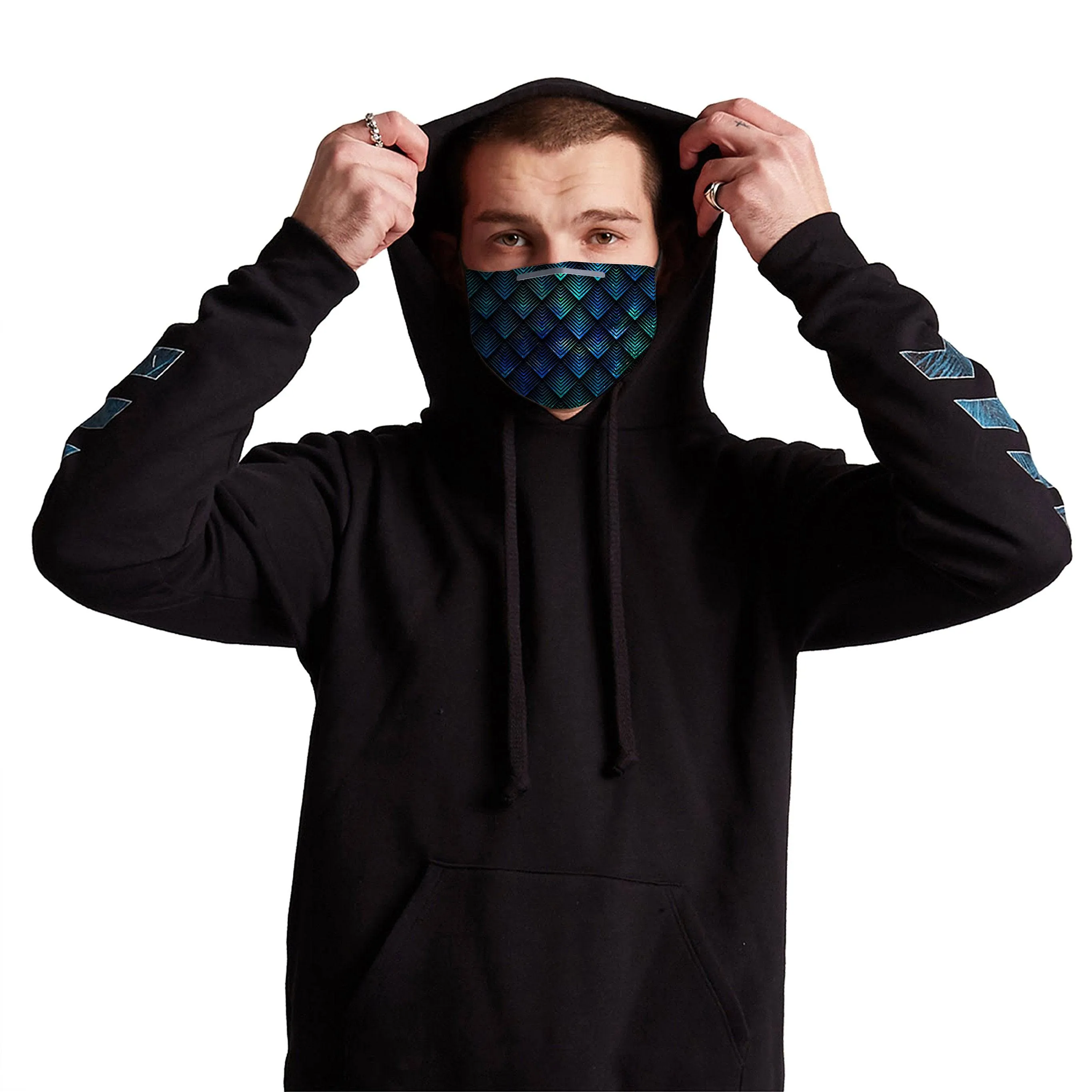 Galactic Dragon Scale Teal Face Mask With (4) PM 2.5 Carbon Inserts sold by iEDM product image thumbnail 2