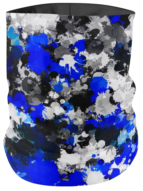 Blue and Grey Paint Splatter Bandana Mask sold by iEDM