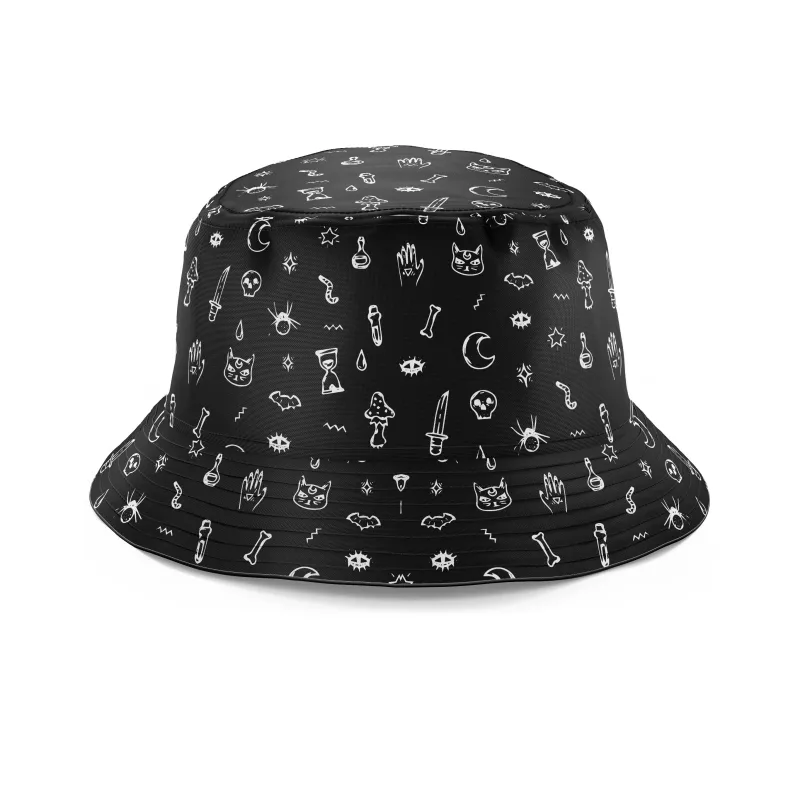 Black Pattern Bucket Hat sold by iEDM