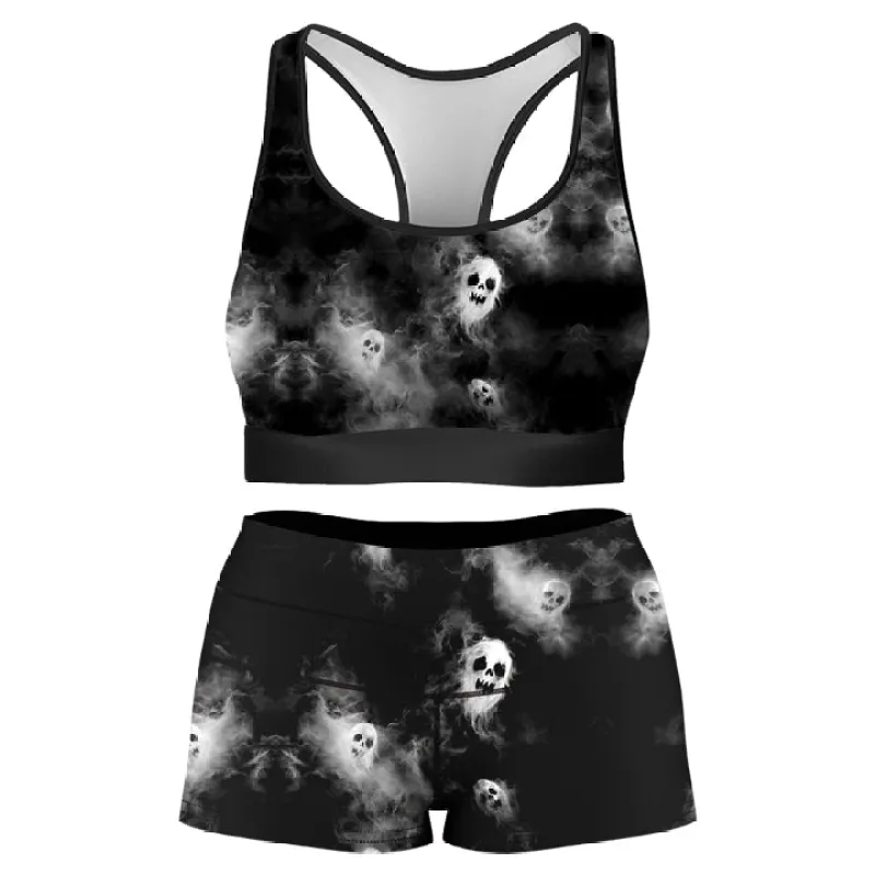 Phantom Mist Rave Bra and High Waist Booty Shorts Combo sold by iEDM